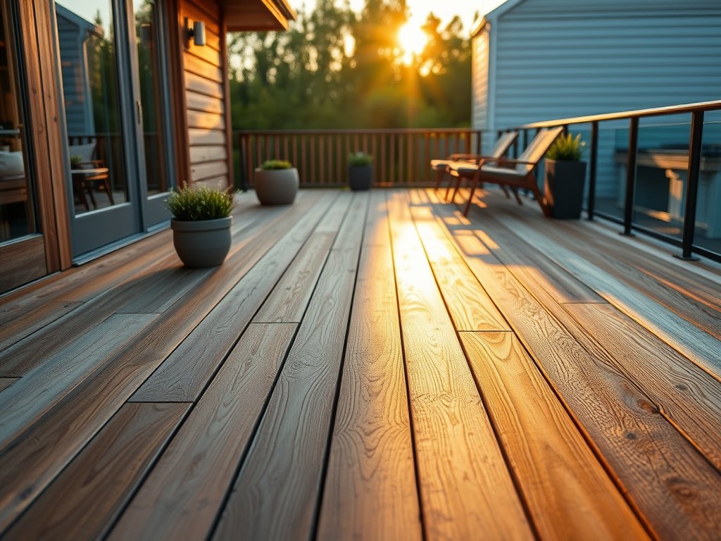 Tablas de tarima exterior apiladas para un cálculo de cantidad