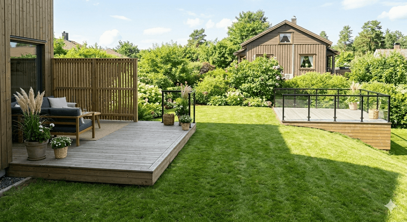 Esquema sobre límites, tamaño y normativa para construir una terraza